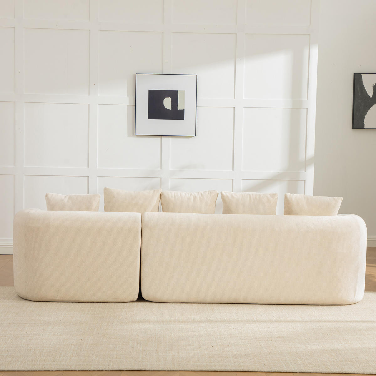ECKSOFA Chenille Beige mit Kissen - Beige, Textil (270/172cm) - WISHDOR