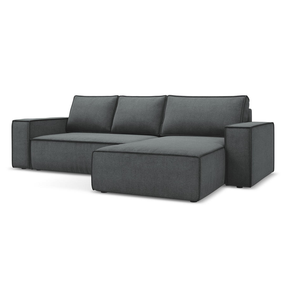 ECKSOFA mit Schlaffunktion Strukturstoff Stoff Grau - Schwarz/Grau, Kunststoff/Textil (290/185cm) - LaMiaSofa