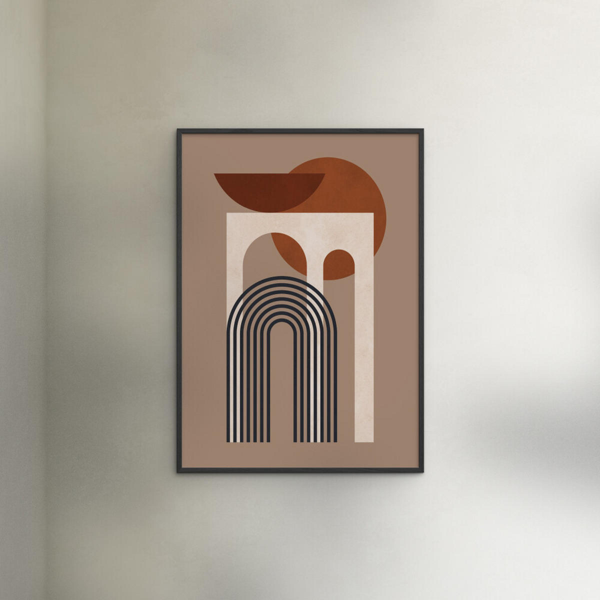 POSTER mit Rahmen Victor Costa - Geometric Composition No.3 - Schwarz/Braun, Holz/Papier (50/70cm) - Poster&Frame