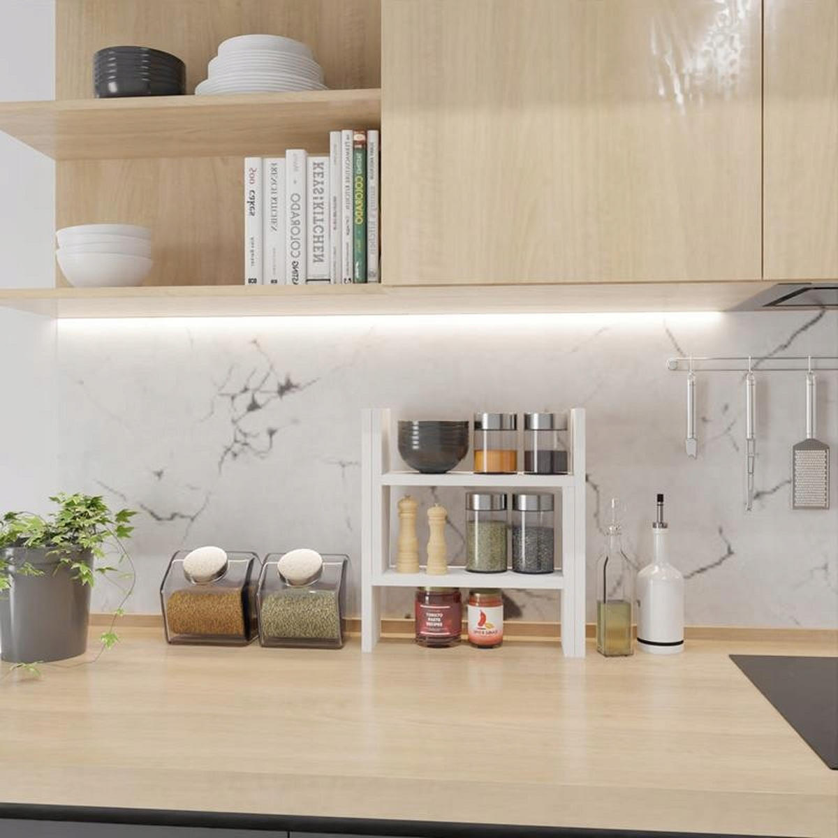 KÜCHENREGAL EX3 ausziehbar Weiß 40/12/44 cm - Weiß, Holzwerkstoff (40/44/12cm) - Matkam Möbel