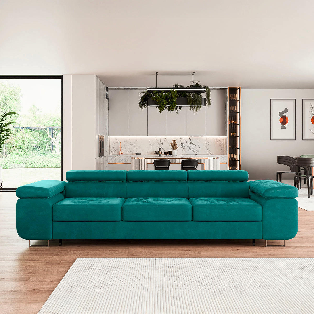 SCHLAFSOFA Wilson 3 Sitzplätze Tannengrün - Grün, Holzwerkstoff (275/69/100cm) - Petits-meubles