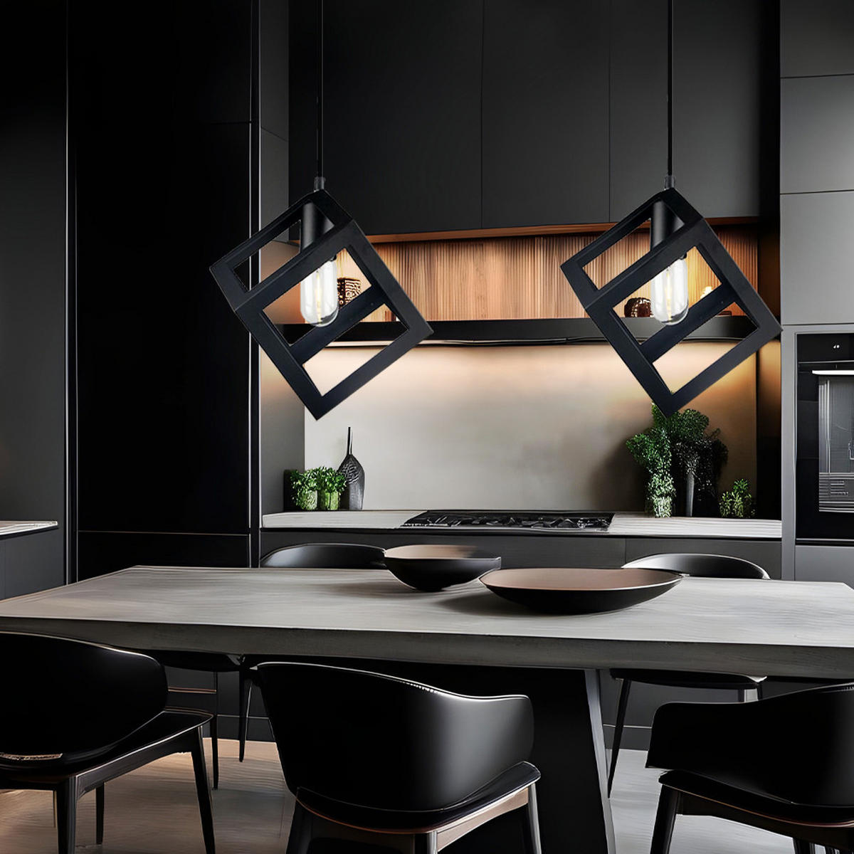 LED HÄNGELEUCHTE Schwarz Metallkäfig - Schwarz, Metall (22.5/22.5/102.5cm)