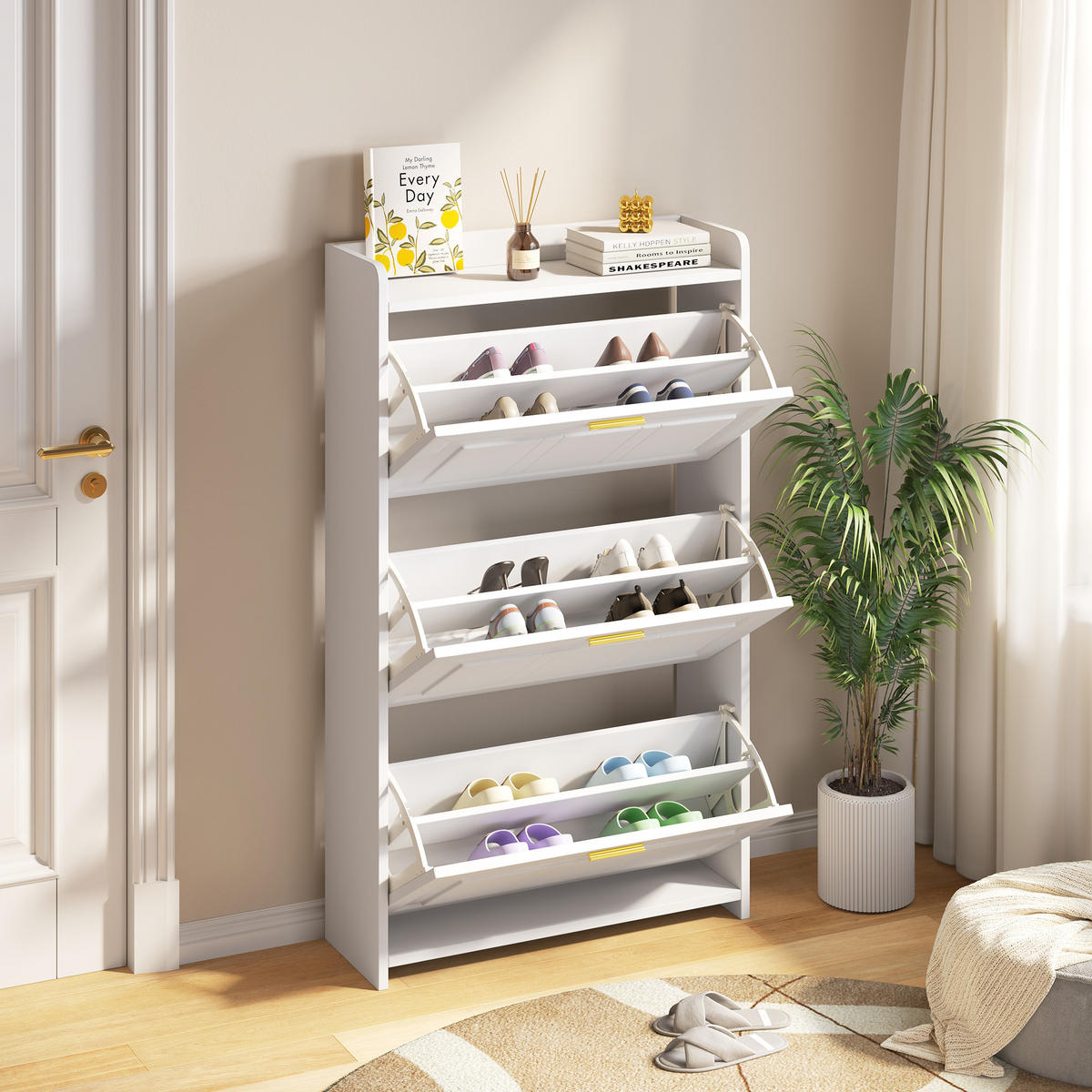 SCHUHSCHRANK Weiß MDF 6 Fächer 70x24x120cm Stauraum - Weiß, Holzwerkstoff (24/120/70cm) - FLIEKS