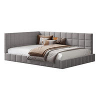 POLSTERBETT 140/200 cm mit Rückenlehne und Samtpolsterung Grau - Grau, Leder (140/200cm) - OKWISH