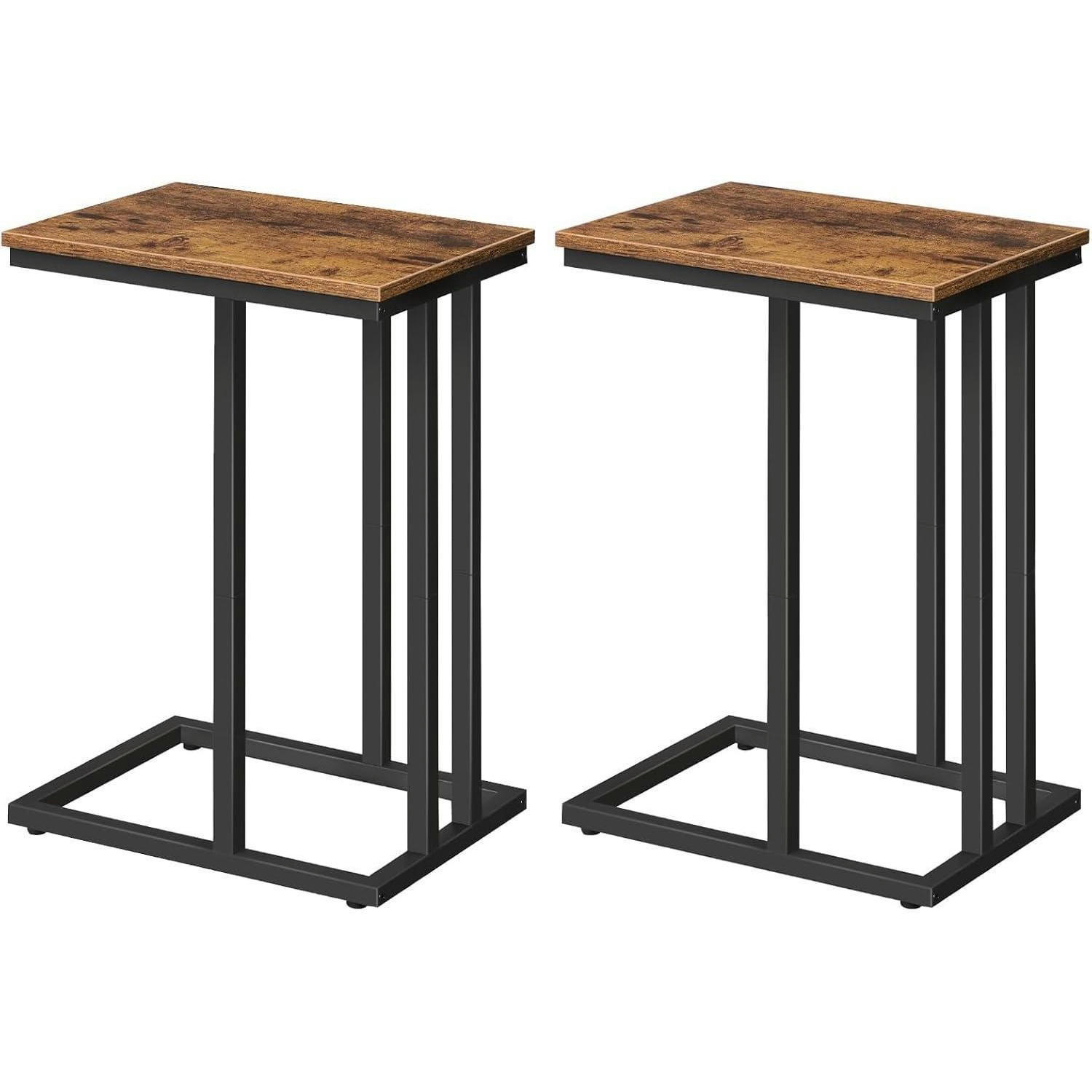 BEISTELLTISCH 2er-Set C-förmig Vintagebraun/Schwarz - Multicolor, Metall (38/60/28cm)