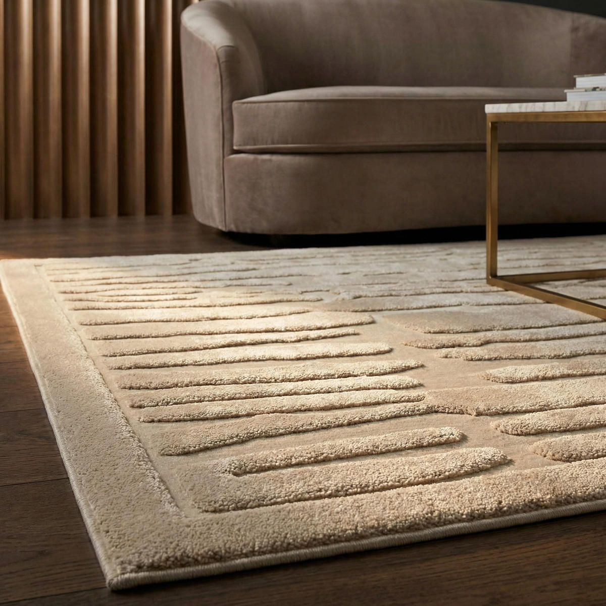 TEPPICH Struktur 3D abstrakt weich pflegeleicht EDEN-Kirkby, Elfenbein 120x170 cm - Champagner, Textil (120/170cm) - KADIMA DESIGN