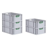EUROBOX 5x Nextgen Color 22x40x60cm 44 Liter Griffe Grün Offen - Grün, Kunststoff (40/22/60cm) - PROREGAL