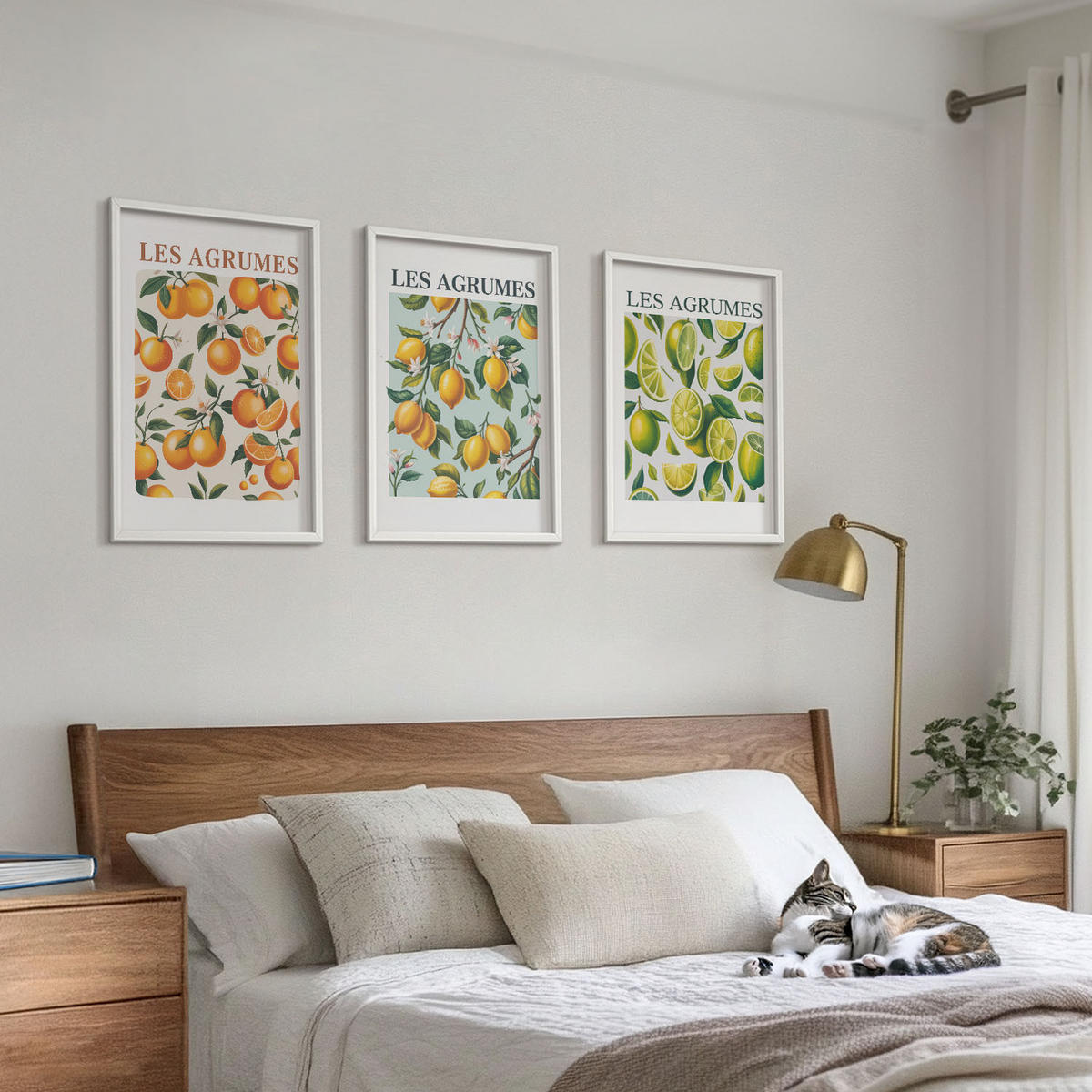 WANDBILDER 3er-Set - 40x60 cm Weißer Rahmen - Fruchtige Zitrus-Pastellmuster - Weiß, Kunststoff (40/60cm) - ArtPrintCave
