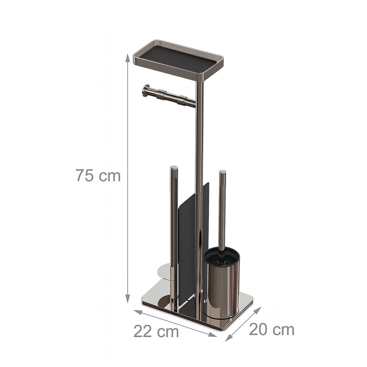 WC-GARNITUR - Silberfarben, Kunststoff/Metall (22/75/20cm) - Relaxdays