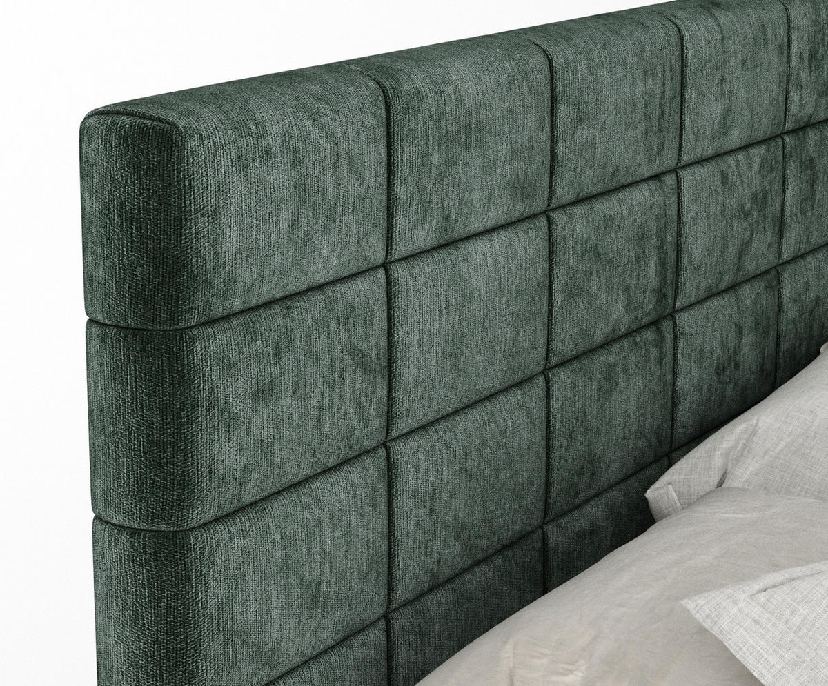 BOXSPRINGBETT Ava Grün 140/200 cm - Schwarz/Grün, Holz/Holzwerkstoff (140/200cm) - Maison de Reve