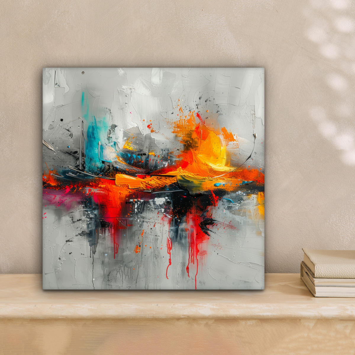 LEINWANDBILD Moderne Kunst - Orange - Grau - Abstrakt 20x20 cm - Hellgrau, Textil (20/20cm) - MuchoWow
