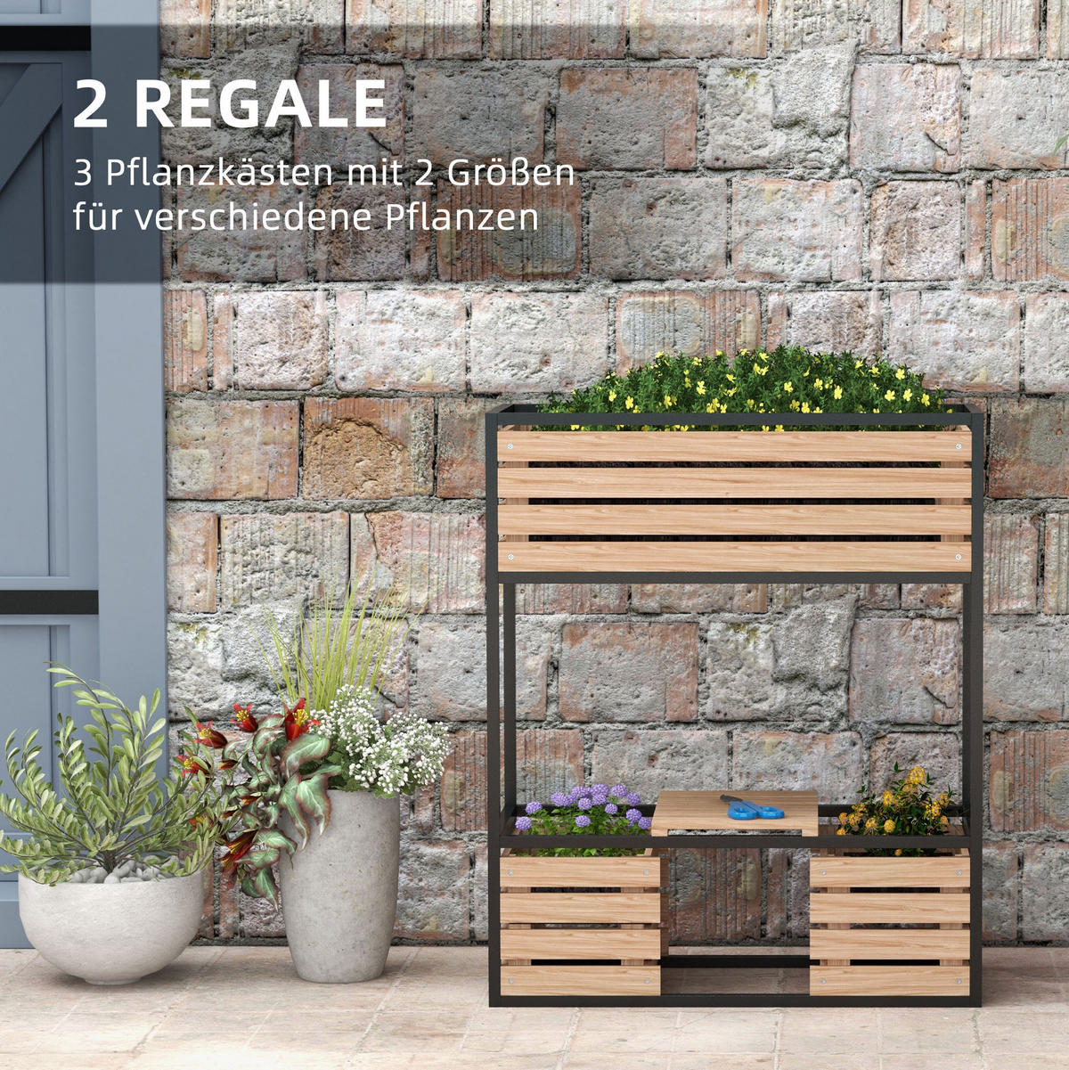 BLUMENKASTEN aus lackiertem Fichtenholz 83x39x100cm in Braun - Braun, Metall (39/100/83cm) - Modfu