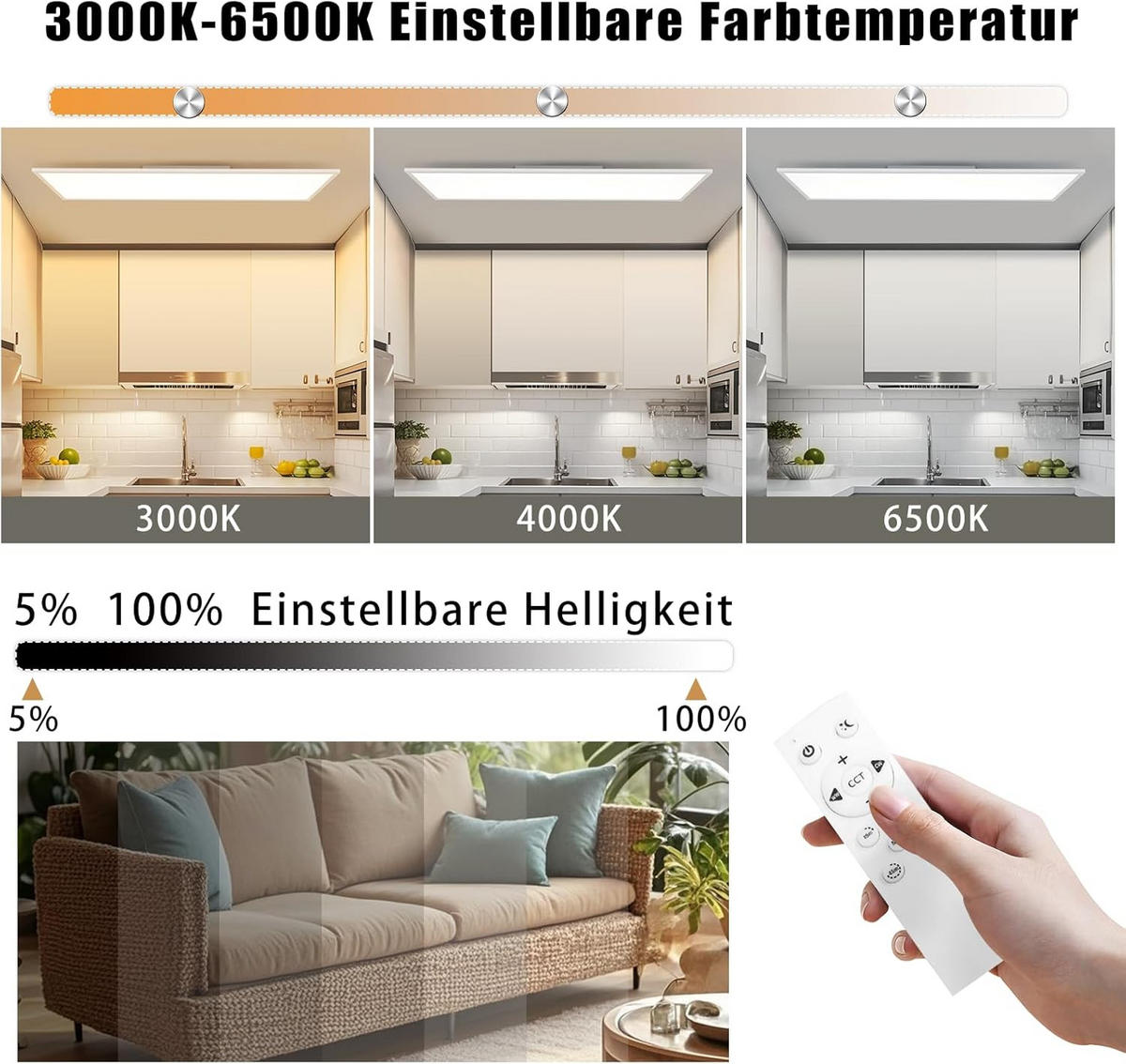 LED-DECKENLEUCHTE Kargenort 25.0/5.0/100.0 cm - Weiß, Metall (100/25/5cm) - ZMH