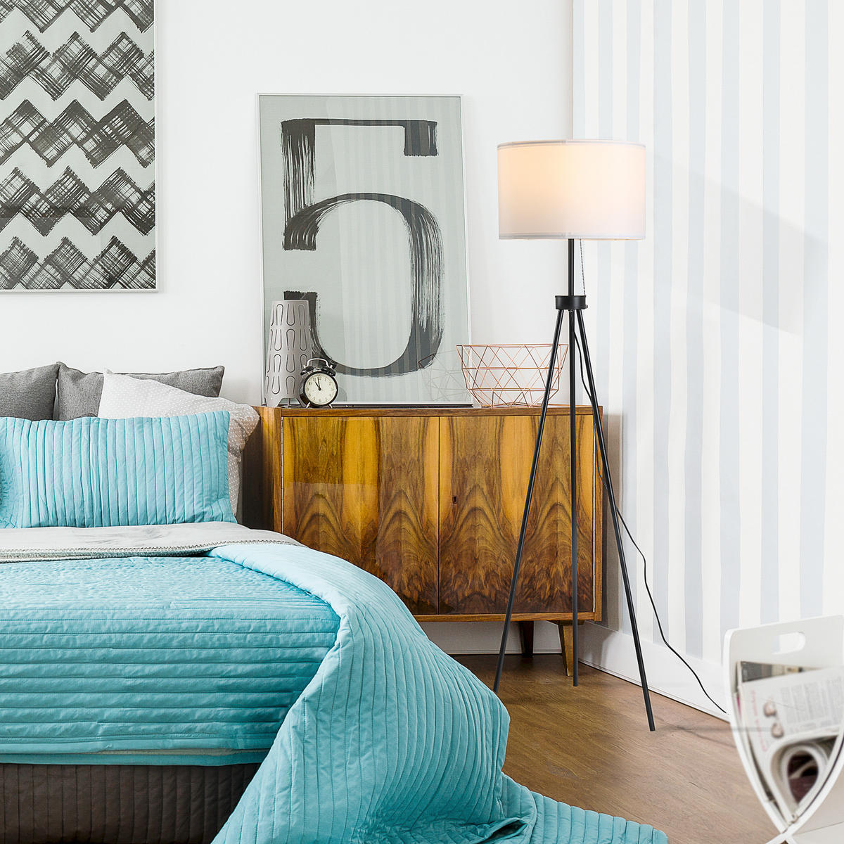 STEHLAMPE Stehleuchte Standleuchte E27 Stahl 37x37x152cm (Schwarz+Weiß) - Multicolor, Metall (37/152/37cm) - HOMCOM