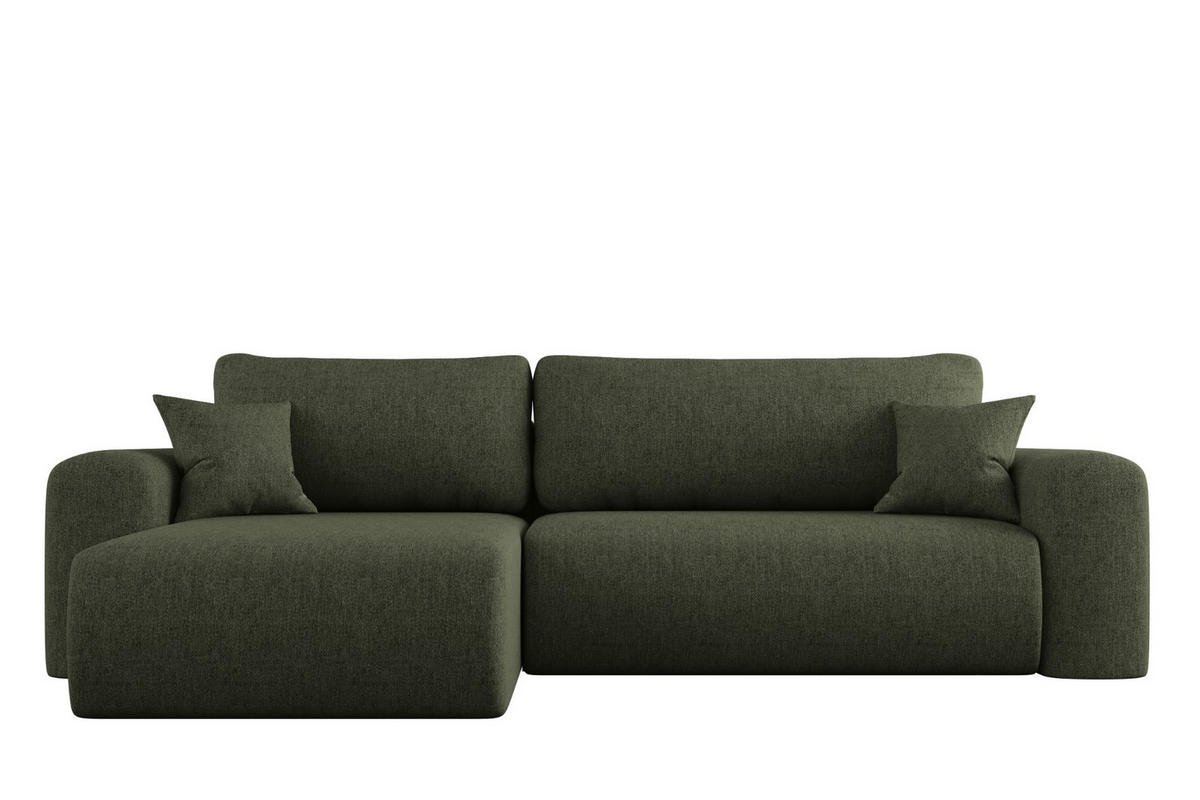 ECKSOFA Mit Schlaffunktion Und Bettkasten L-förmiges Sofa Capri Stoff Verita Links Dunkelgrün - Dunkelgrün, Holz (145/272cm) - Kaiser Möbel