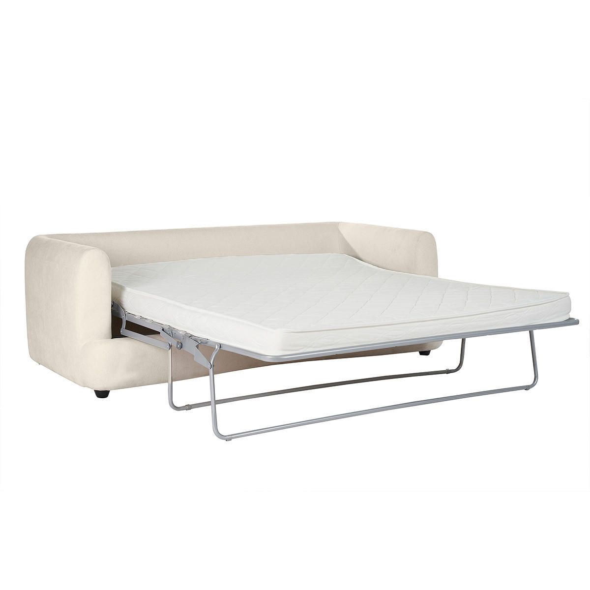 SCHLAFSOFA 3-4 Sitzer Hellbeiger Stoff Samteffekt Abziehbarer Bezug SACHA - Beige, Textil (114/83/219cm) - Miliboo