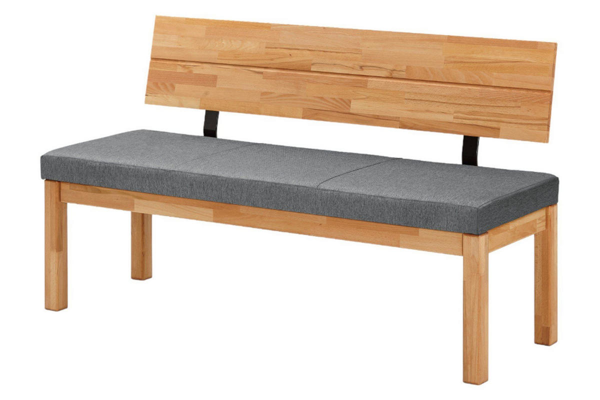 KÜCHENBANK Damita 130 x 55 x 84 Rückenlehne Massivholz Kernbuche /Grau - Braun, Kunststoff (130/84/55cm) - 58aufmkessel