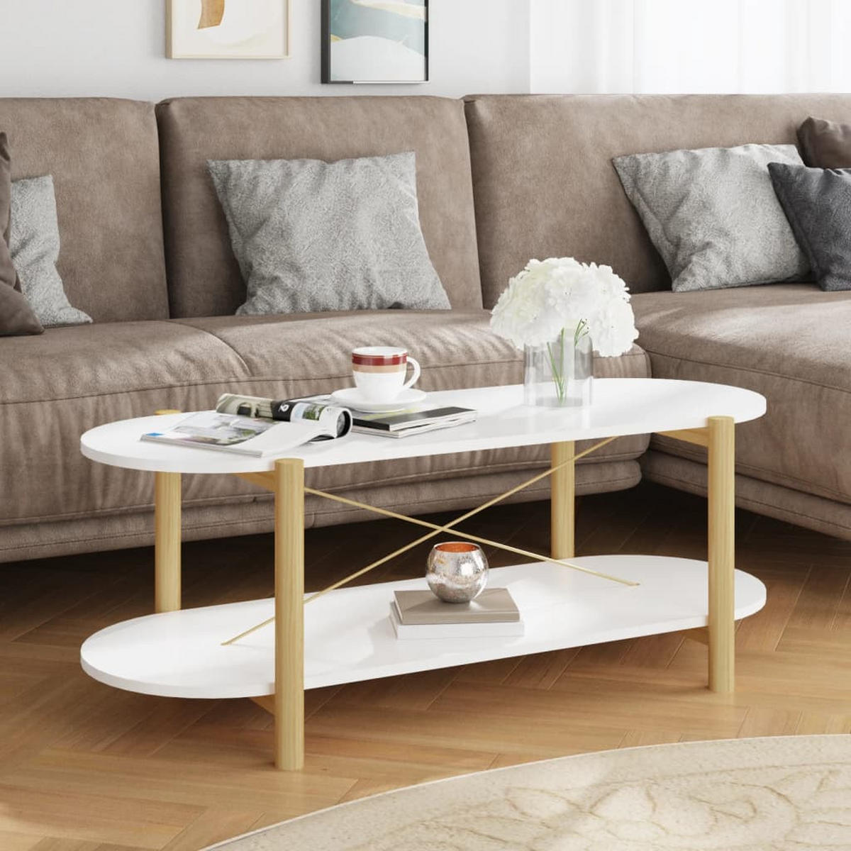 COUCHTISCH Weiß 110x48x40 cm Holzwerkstoff - Weiß, Holzwerkstoff (110/48/40cm) - furnicato