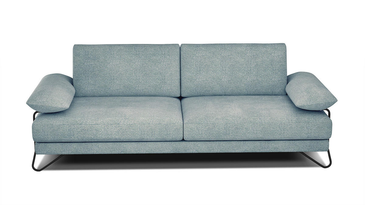 SOFA LORI 3-Sitzer, mintgrün - Schwarz/Mintgrün, Holzwerkstoff/Textil (245/87/96cm) - Courtois Laville