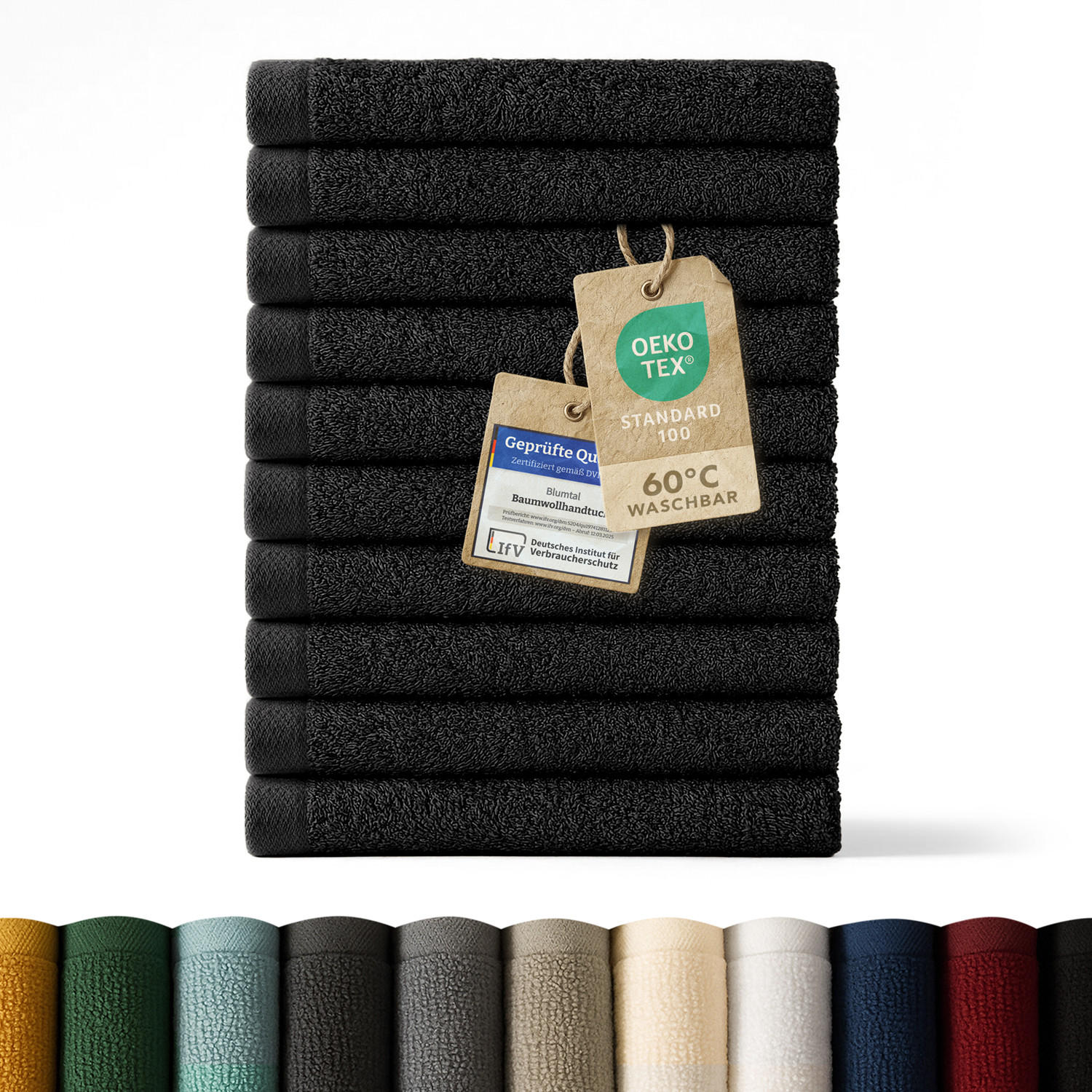 Blumtal RUČNÍK PRO HOSTY sada 10 ks, 10x ručník pro hosty 30/30 cm, černá