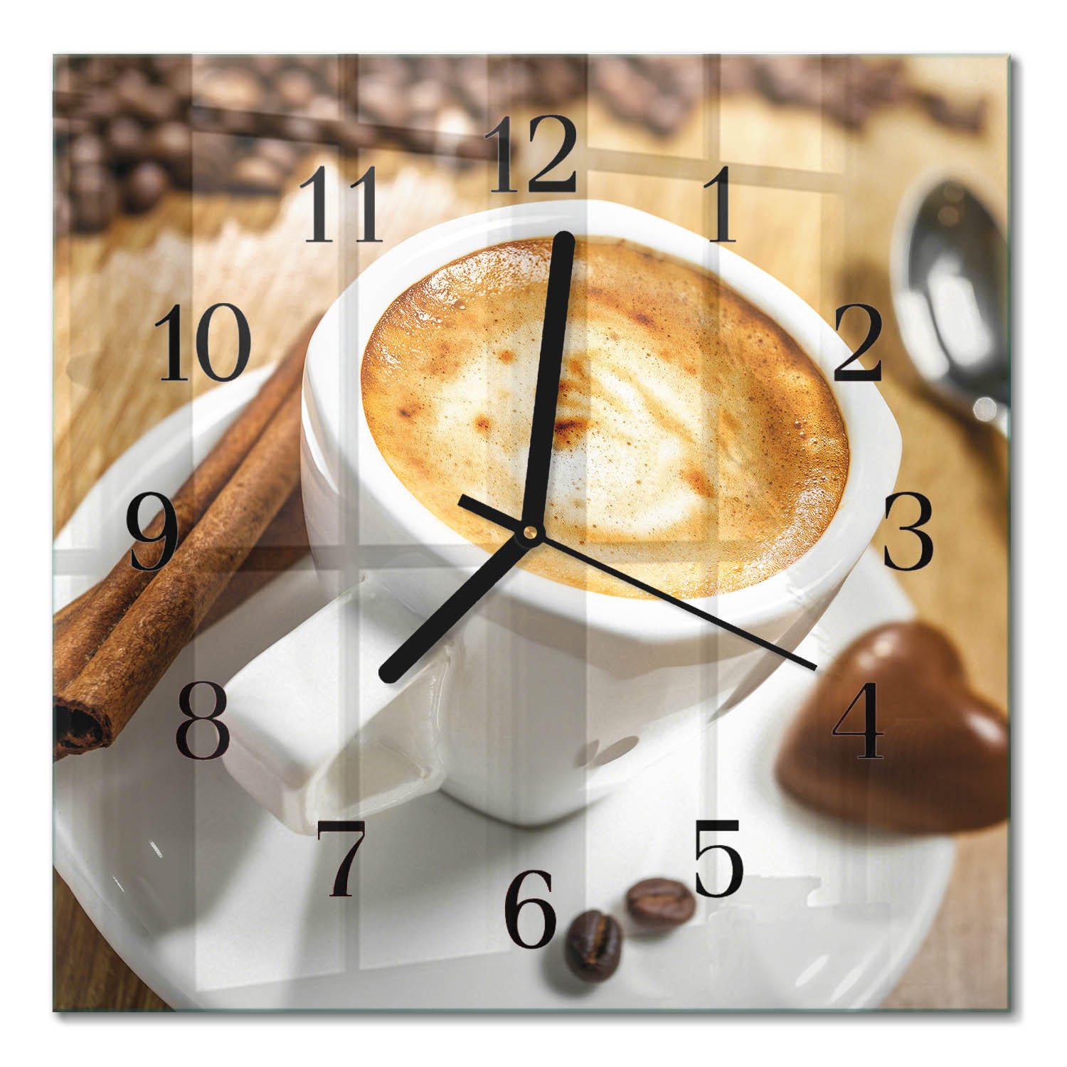WANDUHR 30x30 cm - Kaffee - Braun, Glas (30/30/0.4cm) - TULUP