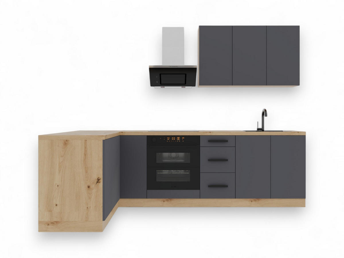 WINKELKÜCHE 270 cm -Langen K99-M270 in Grau/Matt - Grau, Holz (270/212/170cm)
