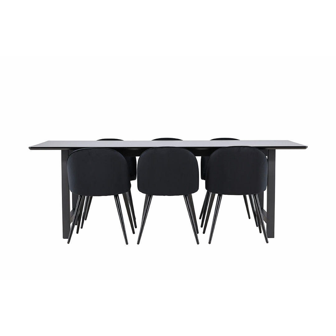 TISCHGRUPPE Schwarz - Schwarz, Holz (220/75/100cm) - ebuy24