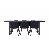 TISCHGRUPPE Schwarz - Schwarz, Holz (220/75/100cm) - ebuy24