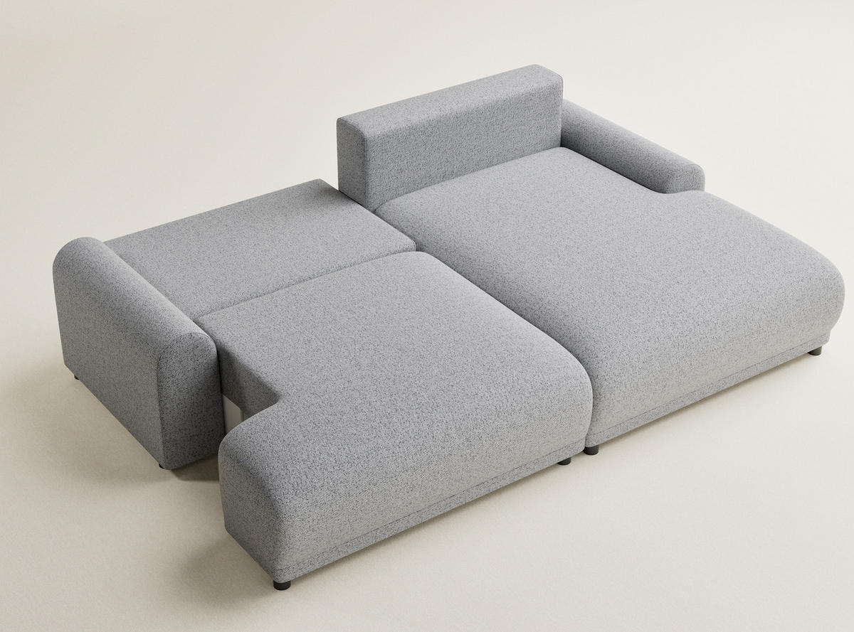 ECKSOFA MIT SCHLAFFUNKTION Tallin Hellgrau Webstoff - Hellgrau/Schwarz, Holz/Holzwerkstoff (240/145cm) - Maison de Reve