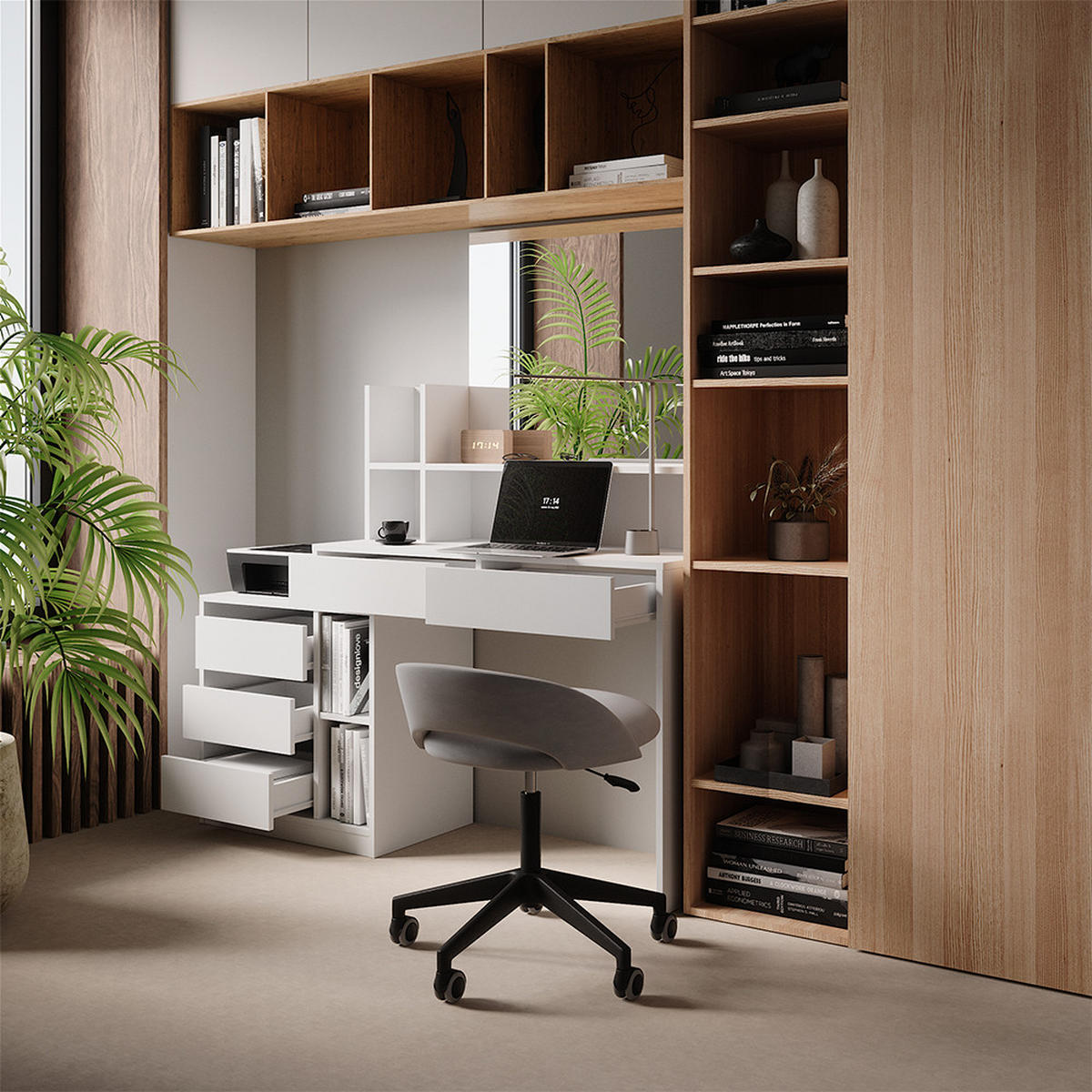 SCHREIBTISCH Anja Weiß 139.8 x 40 cm mit Schubladen - Weiß, Holzwerkstoff (40/139.8/115cm) - Vicco