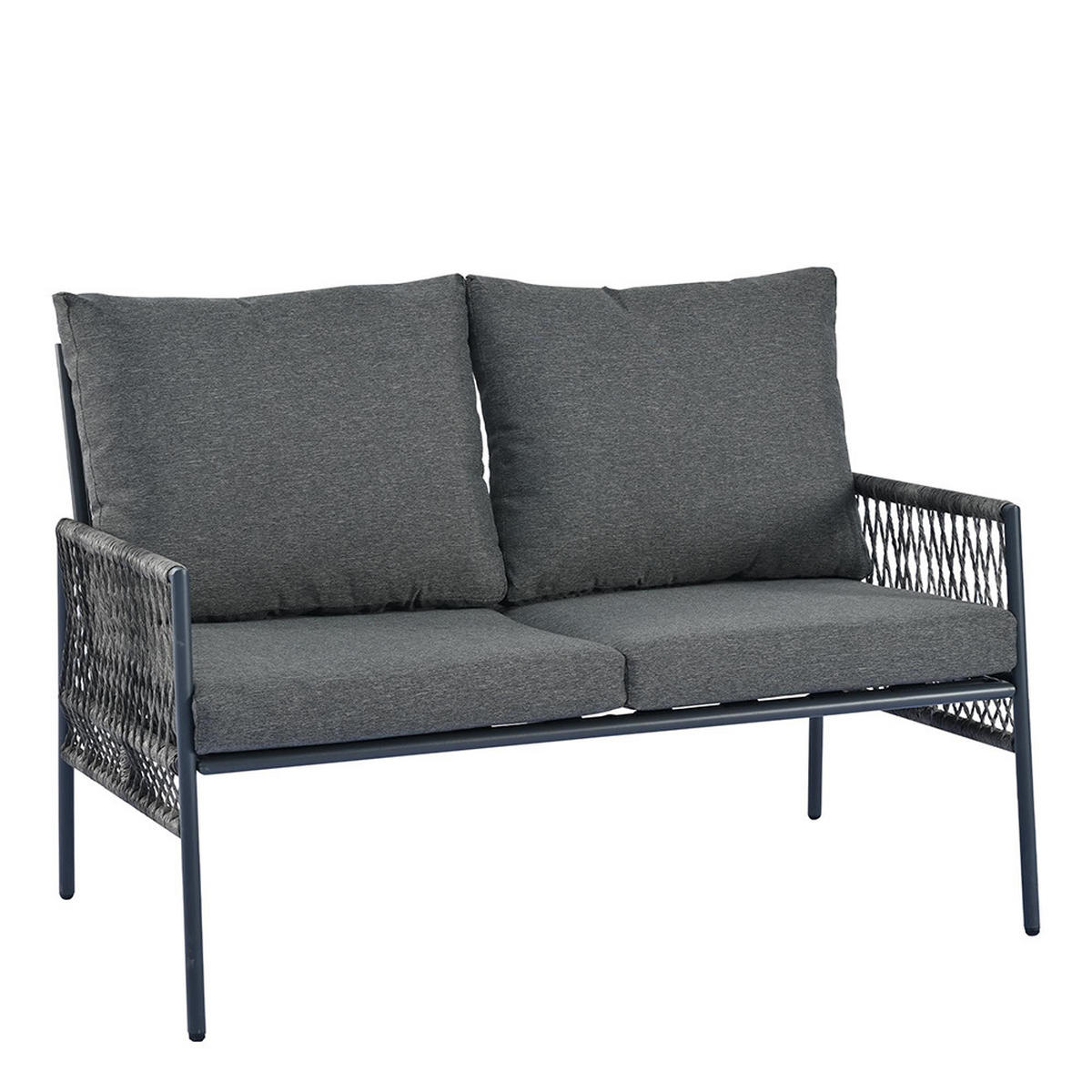 LOUNGEGARNITUR 7 Sitzplätze, Sitzkissen abnehmbar und waschbar, grau - Grau, Metall - KOMHTOM