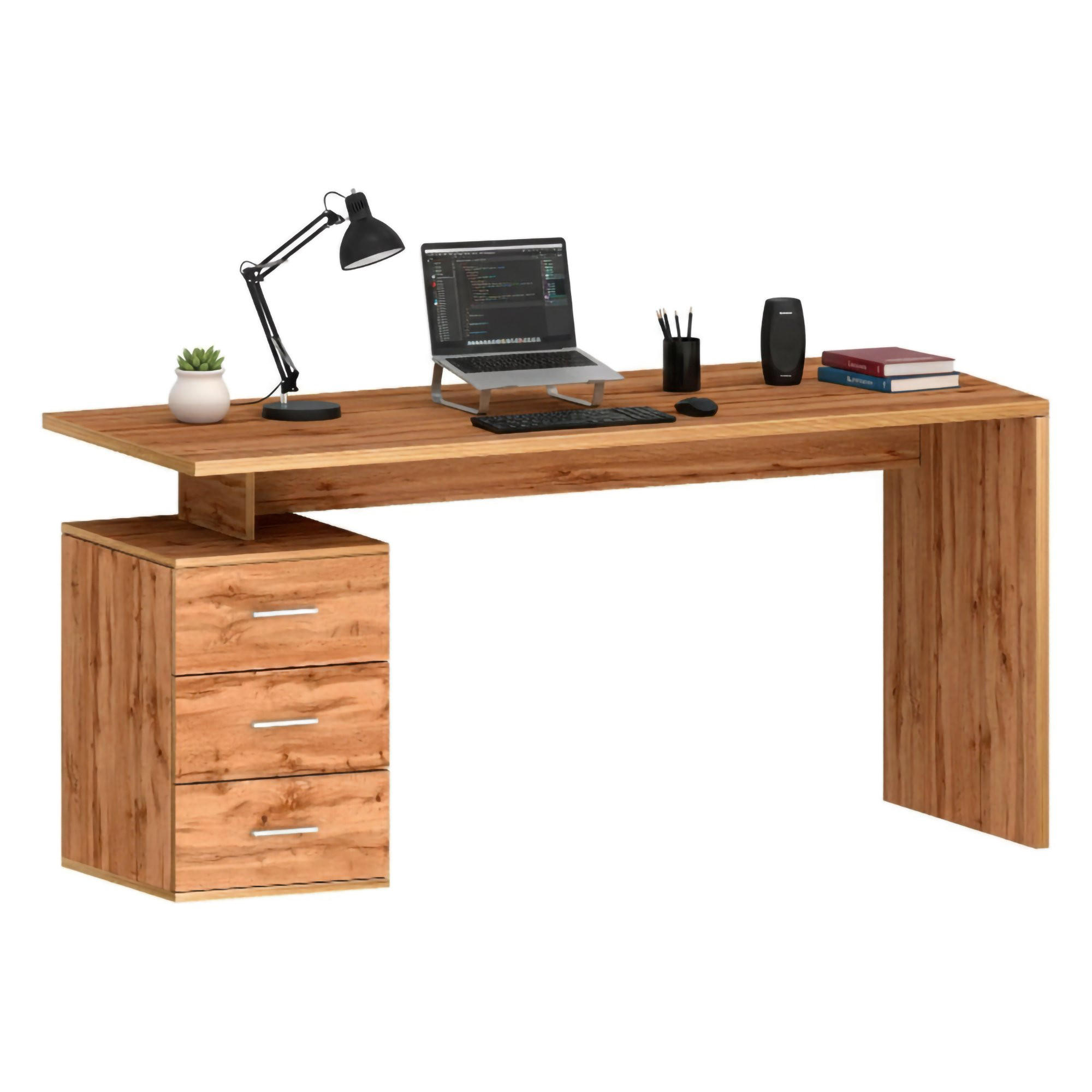 SCHREIBTISCH Eiche 60/160/75 cm - Braun, Holzwerkstoff (60/160/75cm) - DMORA