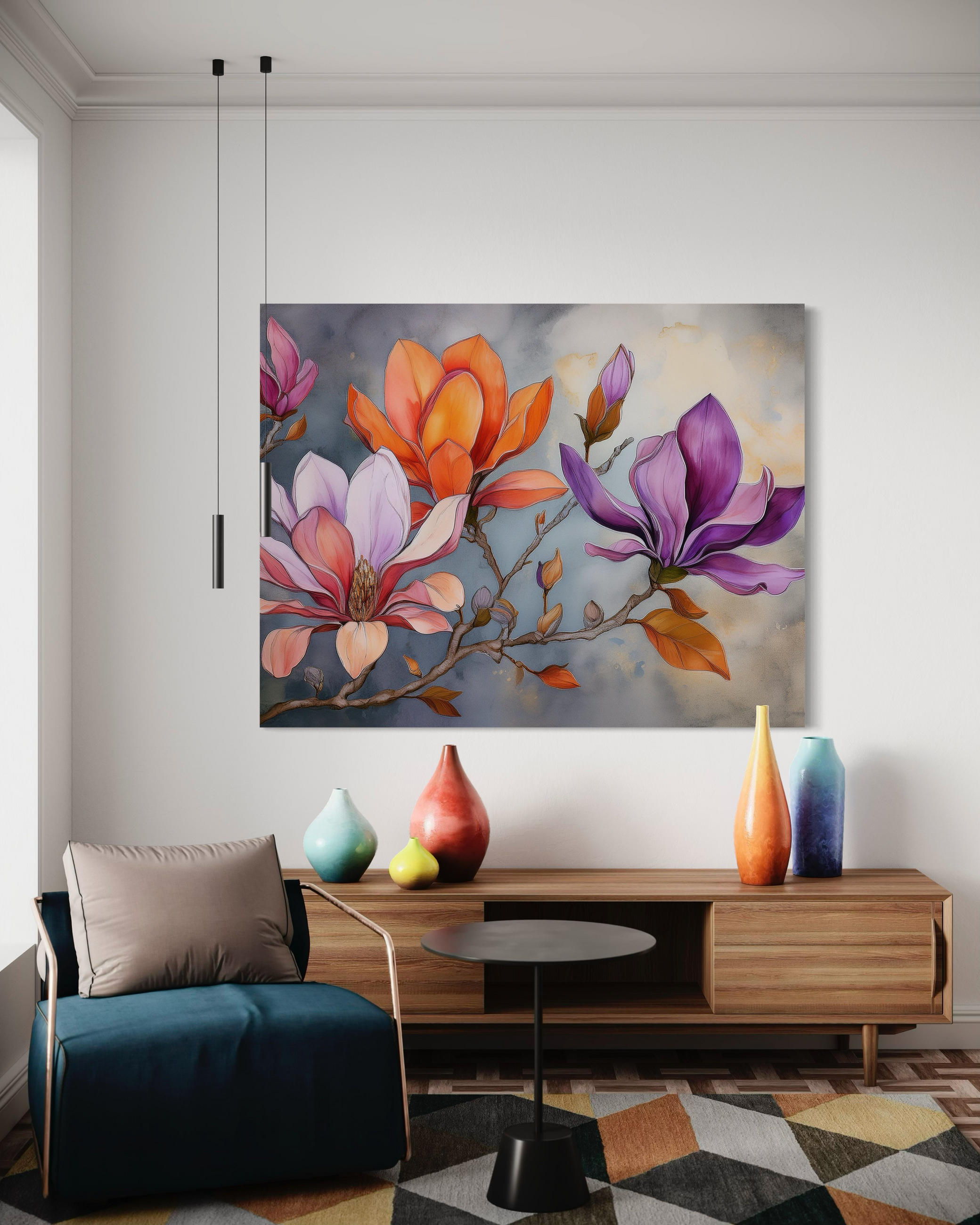 WANDBILD blume natur aquarell - Multicolor, Textil (60/40cm) - Feeby