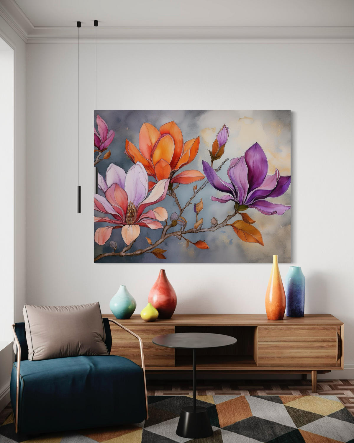 WANDBILD blume natur aquarell - Multicolor, Textil (60/40cm) - Feeby