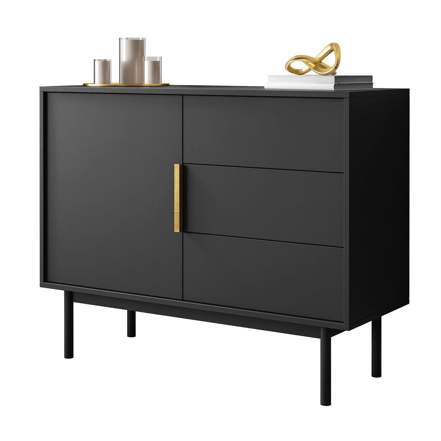 KOMMODE MIRACLE 1D3S mit Schubladen eintrürig Schwarz - Schwarz, Holzwerkstoff (104/82/39cm) - Lookway