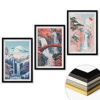 WANDBILDER 3er-Set - 40x60 cm Schwarzer Rahmen - Wasserfälle, Berge, Brücken, Bäume - Schwarz, Kunststoff (40/60cm) - ArtPrintCave