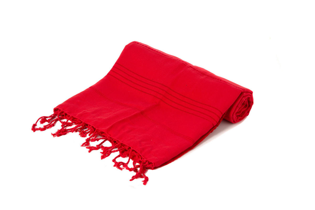UNIFARBE Rot Strandtuch Hamamtuch Saunatuch für Babys geeignet 100%Baumwolle - Rot, Textil (100/180cm) - Villa Möbel