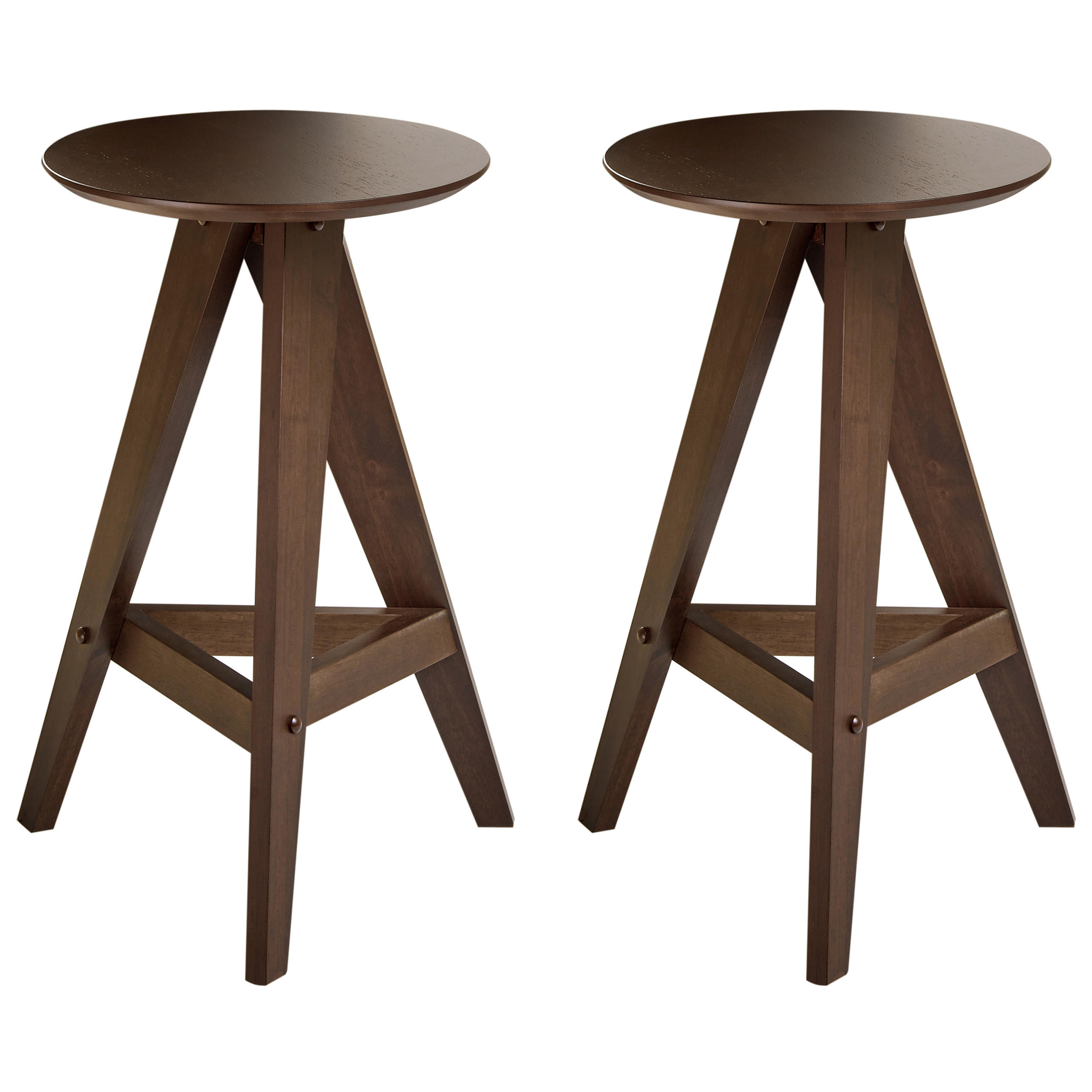 BARHOCKER 2er-Set Holz Dunkelbraun Aroma - Dunkelbraun, Holz (43/62/43cm) - Beliani