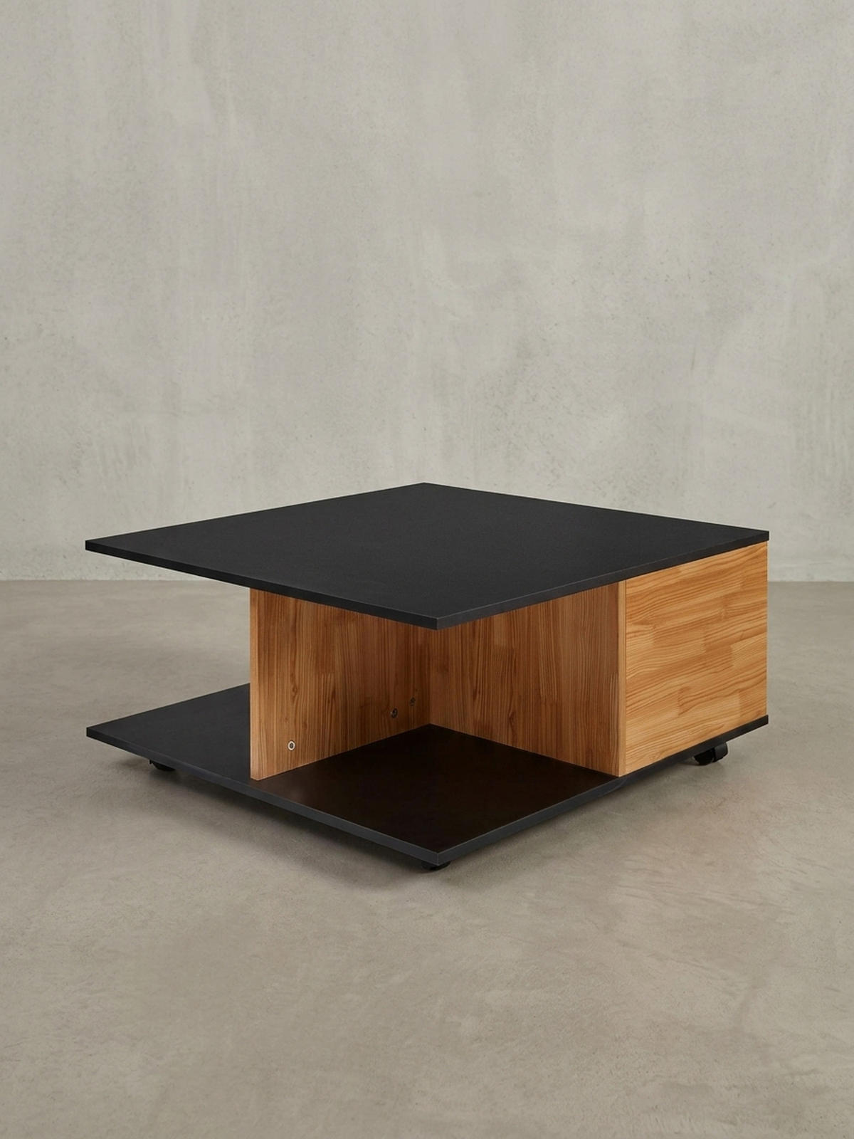 COUCHTISCH mit Rollen, Melaminharzbeschichtung und 2 Schubladen, Anthrazit 70x70x36 cm - Anthrazit/Schwarz, Holz (70/70/36cm) - KADIMA DESIGN