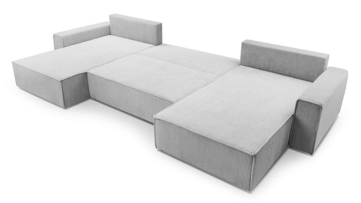 WOHNLANDSCHAFT Cedria Hellgrau 389/145/85 cm mit Schlaffunktion - Hellgrau/Schwarz, Kunststoff/Textil (389/85/145cm) - AX Living