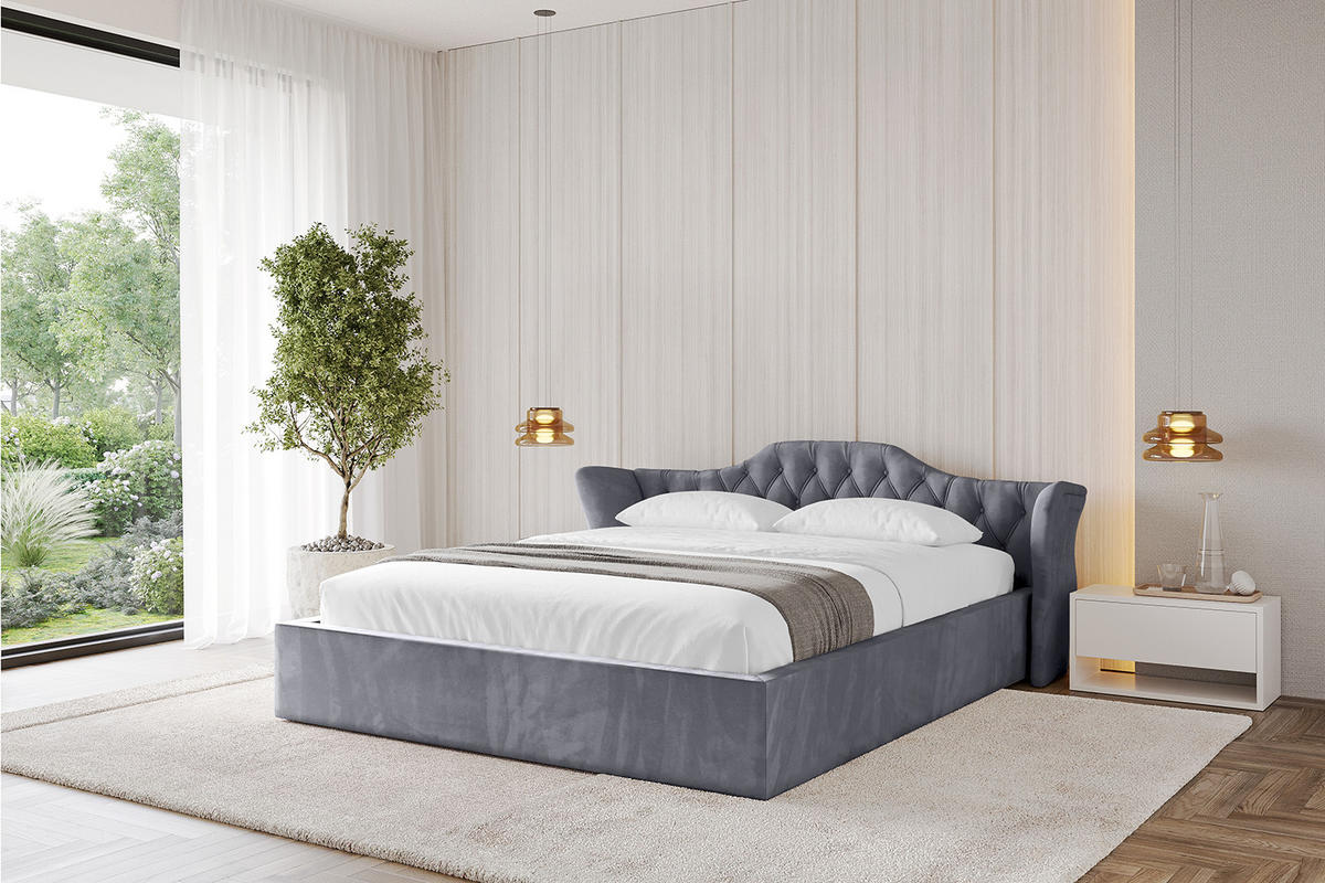 POLSTERBETT mit Bettkasten und Lattenrost, Boxbett ohne Matratze - ZORAN-V1 180x200 Dunkelgrau - Dunkelgrau, Holzwerkstoff/Textil (180/200cm) - ALTDECOR