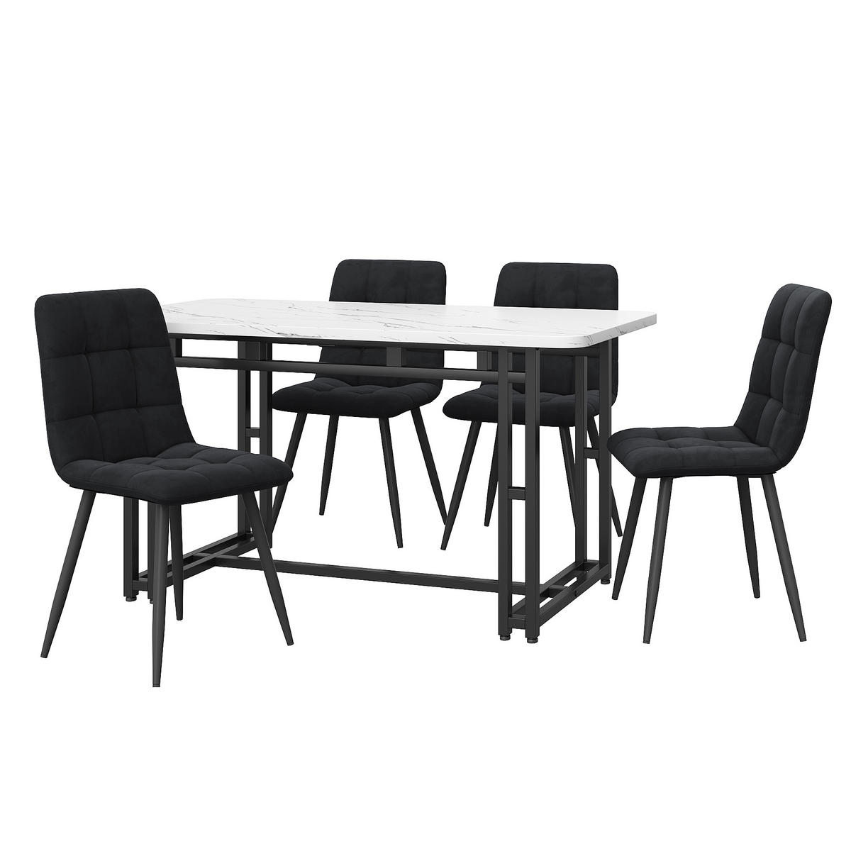 ESSGRUPPE Esstisch 4 Stühle Schwarz 120x70cm - Schwarz, Holzwerkstoff (120/74/70cm) - FLIEKS