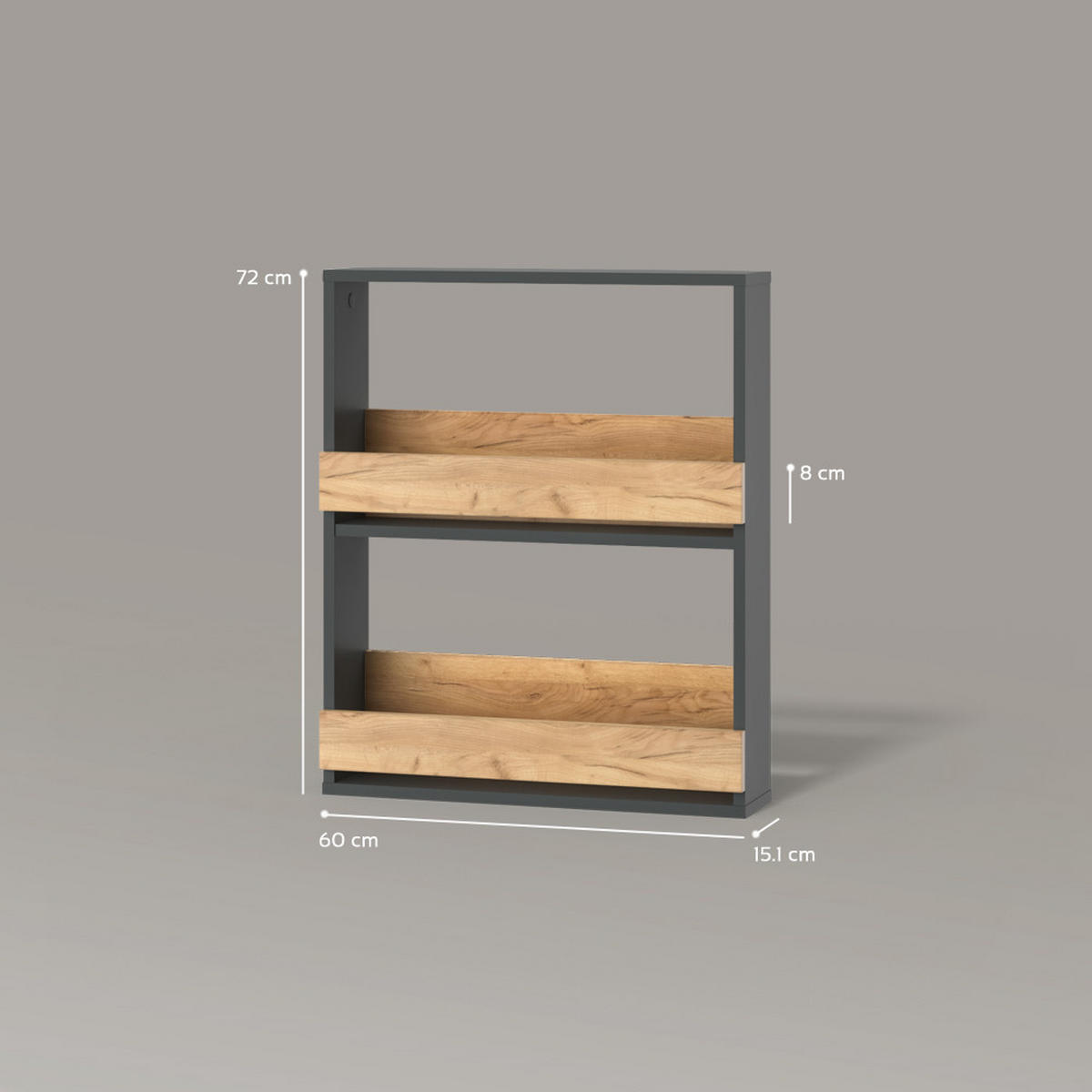WEINGLASREGAL Regusa Goldkraft Eiche/Anthrazit 60 x 72 cm - Honigeiche/Anthrazit, Holzwerkstoff (60/72/15.1cm) - Livinity®