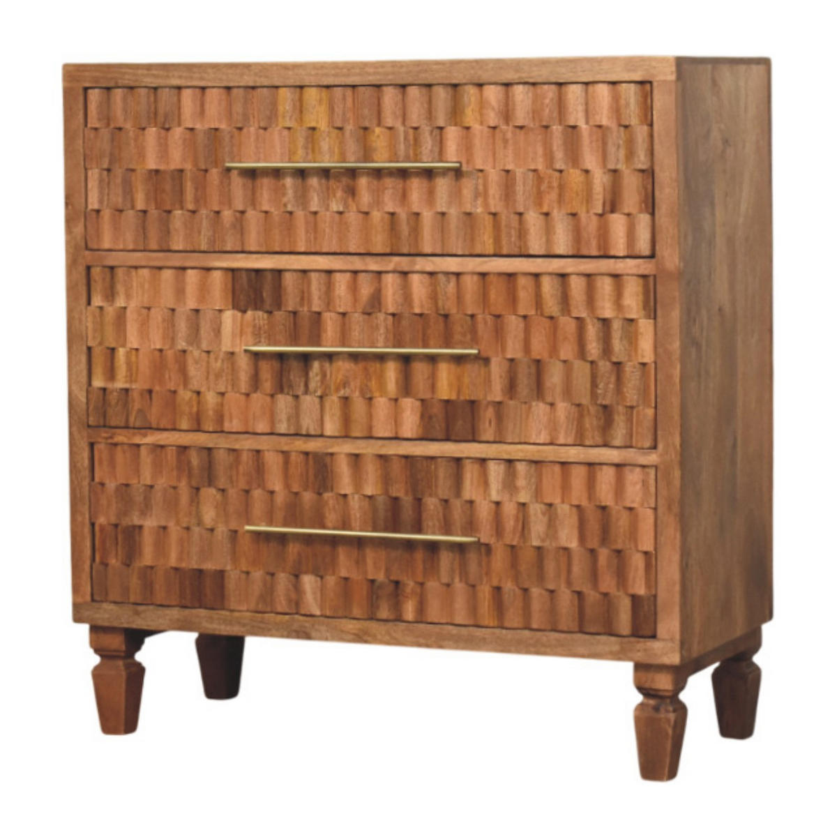 KOMMODE Golden-Teak-Finish, 3 Schubladen, Hellbraun - Braun, Holz (35/87/83cm) - Artisan Furniture