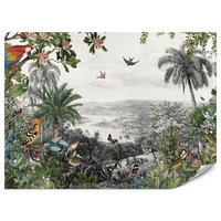 FOTOTAPETE für Wohnzimmer Tropenpapageien Vögel Palmen 350x256 - Gelb/Rot, Papier (350/256cm) - Muralo