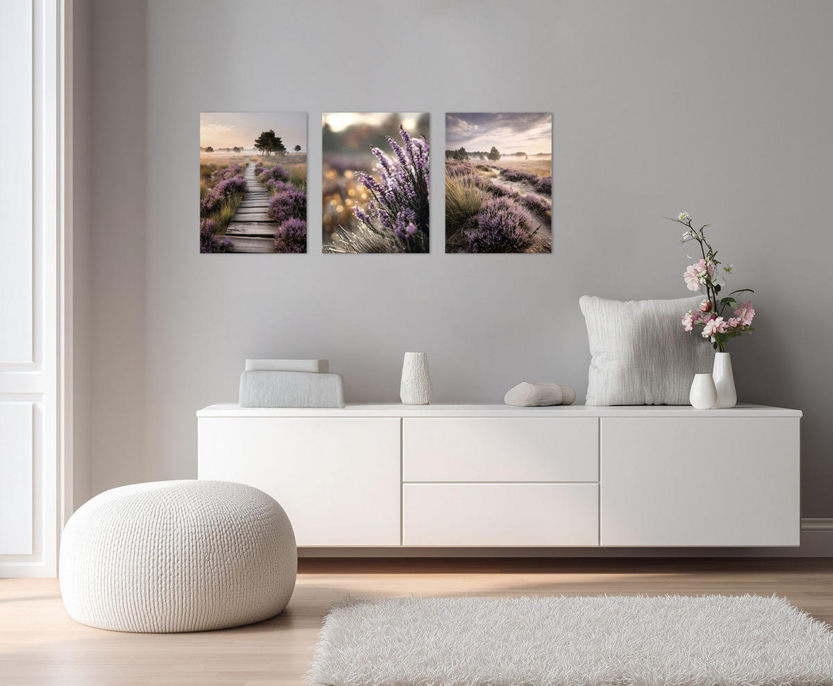 BILDERSET 3er-Set 30x40 cm Landschaft lila beige - Beige, Kunststoff (30/40cm) - artissimo