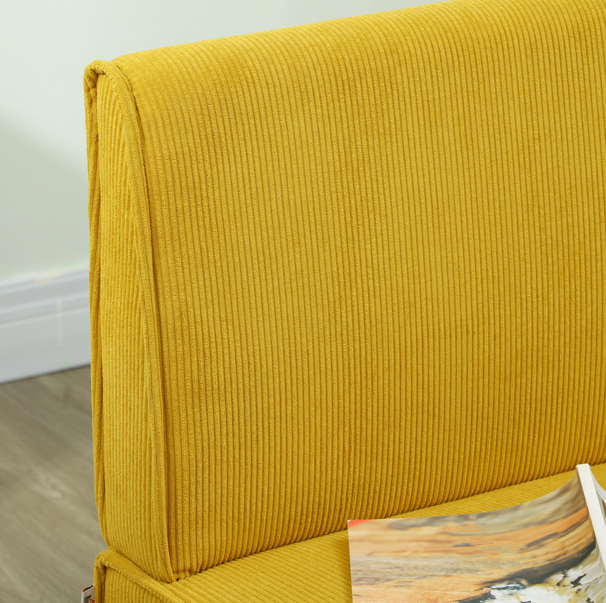 DVOJSEDAČKA 110/62/85 cm žlutá z polyesteru s manšestrovým vzhledem - žlutá, textil (62/85/110cm) - OKWISH