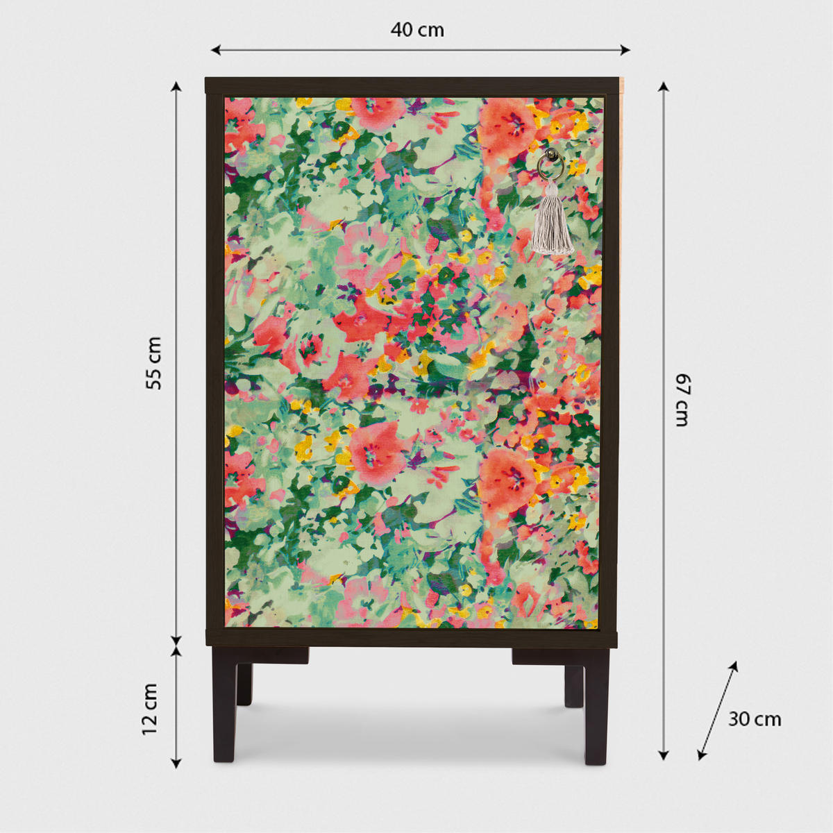 NACHTTISCH aus MDF mit SPRING FLOWERS - Beige, Holzwerkstoff (30/65/40cm) - RNT By Really Nice Things