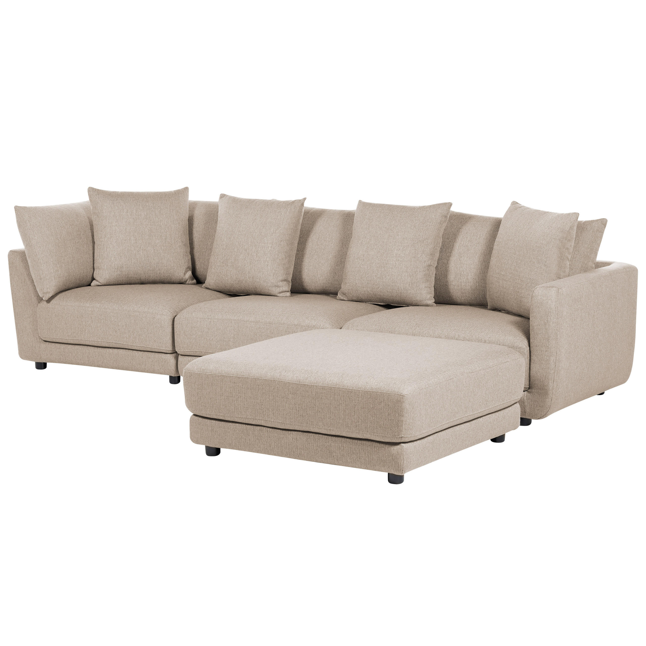 3-SITZER-SOFA beige mit Ottomane Sigtuna - Beige/Schwarz, Textil (300/86/102cm) - Beliani