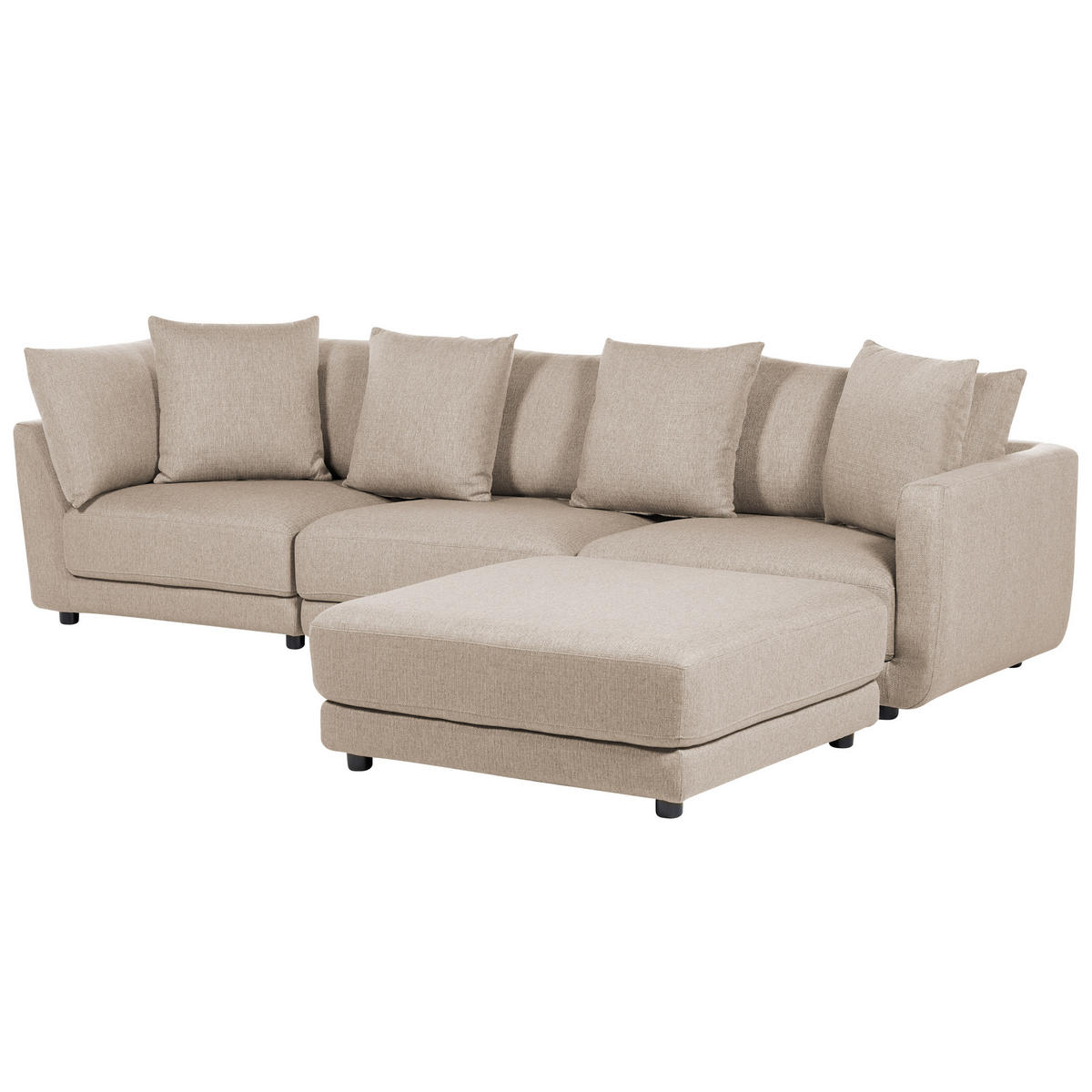 3-SITZER-SOFA beige mit Ottomane Sigtuna - Beige/Schwarz, Textil (300/86/102cm) - Beliani